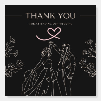 Black with White Flowers & Couple Silhouette Foam Board