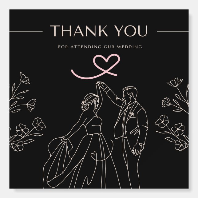 Black with White Flowers & Couple Silhouette Foam Board (Front)
