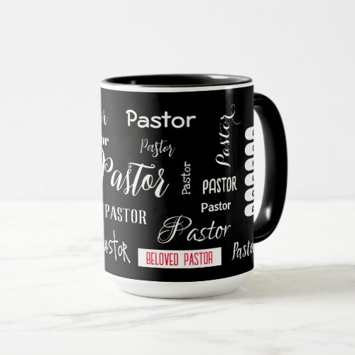 Black with White Font Beloved Pastor Signature Mug