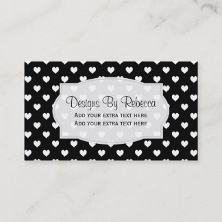 Black With White Heart Business Cards