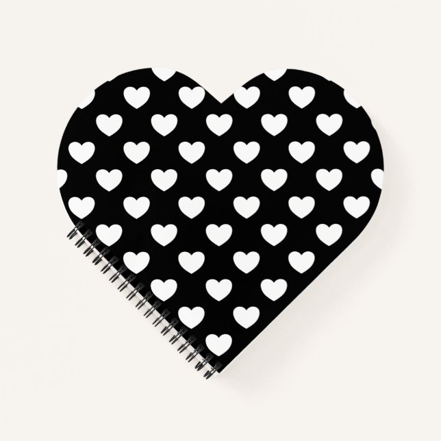 Black With White Hearts Notebook (Front)