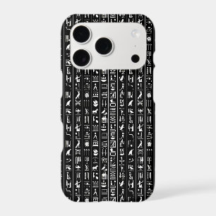 Black With White Hieroglyphs iPhone 17 Pro Case