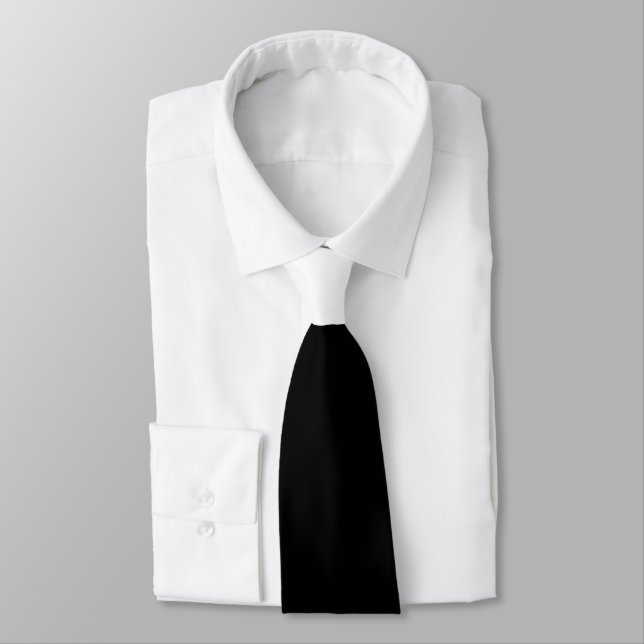 Black with White Knot Contrast Neck Tie (Tied)