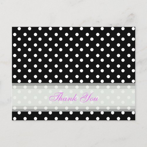 Black With White Polka Dot Thank You Cards