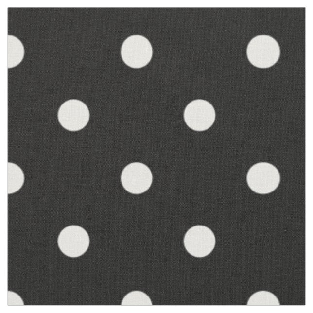 Black with White Polka Dots Cotton Fabric (Close Up)