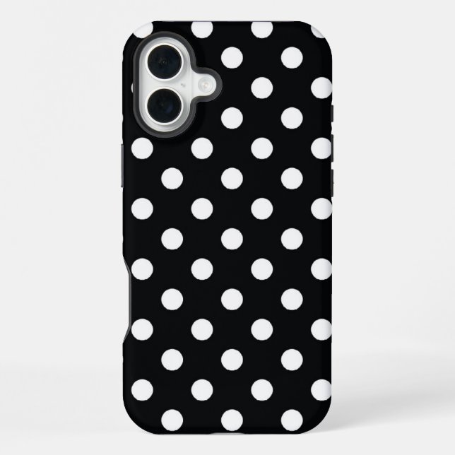 Black with white polka dots iPhone case (Back)