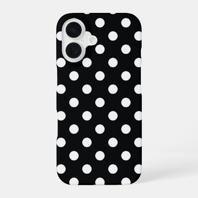 Black with white polka dots iPhone case (Back)