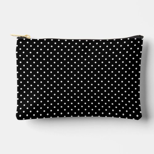 Black with White Polka Dots Pattern Accessory Pouch