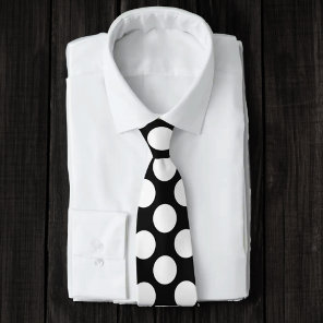Black with White Polka Dots Retro Neck Tie