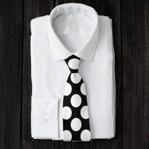 Black with White Polka Dots Retro Tie