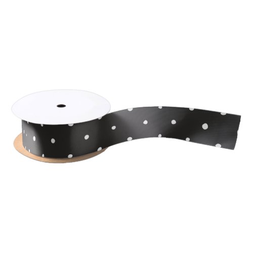 Black with white polka dots satin ribbon