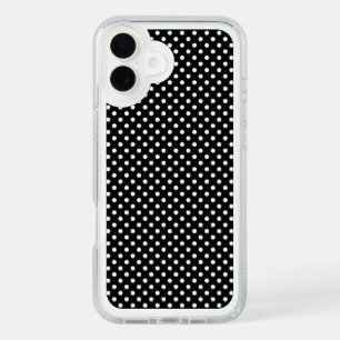 Black with white polka dots iPhone 16 plus case