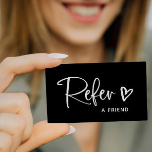 Black with White Script and Heart   Referral Card