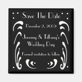Black with White Swrils Save the Date Magnet