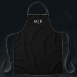 Black with White Text | Modern Monogram Apron<br><div class="desc">This modern apron design features a rich black background,  with your initials in bold white text for a look that is simple and stylish,  yet professional.</div>