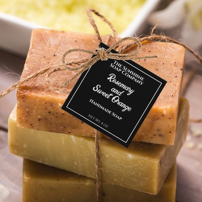 Black with White Text Soap Cosmetics Packaging Tag (Creator Uploaded)