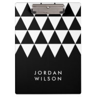 Black with White Triangle Modern Minimalist Clipboard