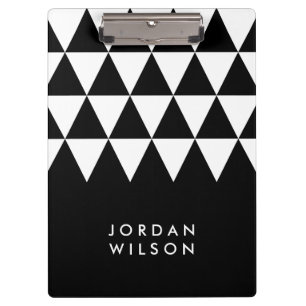 Black with White Triangle Modern Minimalist Clipboard