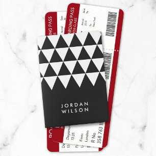 Black with White Triangle Modern Minimalist Passport Holder