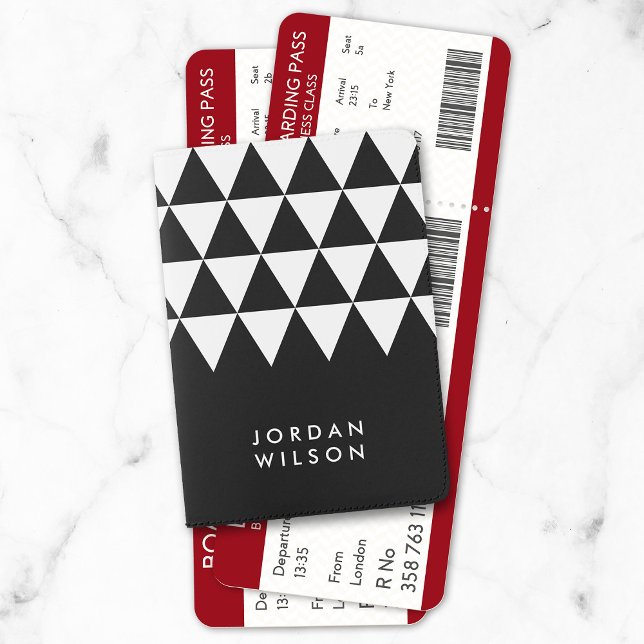 Black with White Triangle Modern Minimalist Passport Holder (Creator Uploaded)