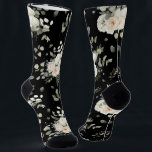 Black with White Wedding Floral Bouquet Pattern Socks<br><div class="desc">Perfect sock for the groom with this lovely,  traditional white wedding floral bouquet on black.</div>