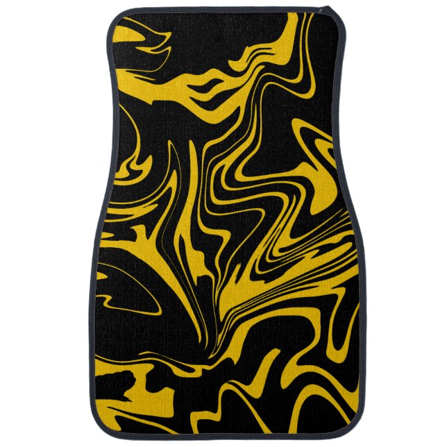 black with yellow car floor mat (Front)