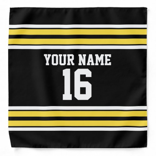 Black with Yellow White Stripes Team Jersey Bandana