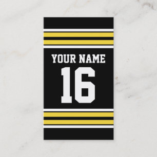 Black with Yellow White Stripes Team Jersey Business Card