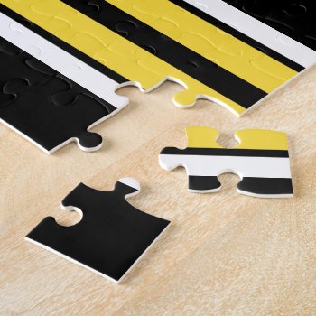 Black With Yellow White Stripes Team Jersey Jigsaw Puzzle by FantabulousSports at Zazzle