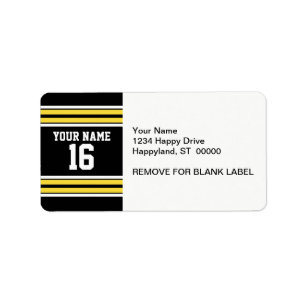 Black with Yellow White Stripes Team Jersey Label