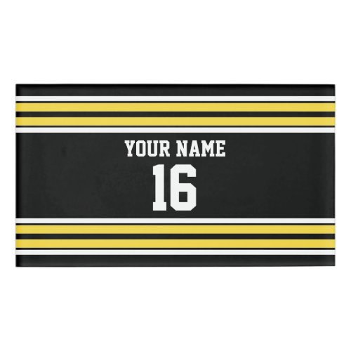 Black with Yellow White Stripes Team Jersey Name Tag