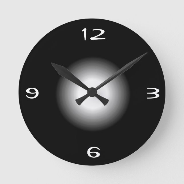 Black withWhite >Plain Patterned  Wall Clock (Front)