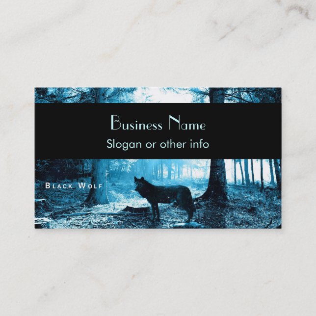 Black Wolf Alone in the Forest Business Card (Front)