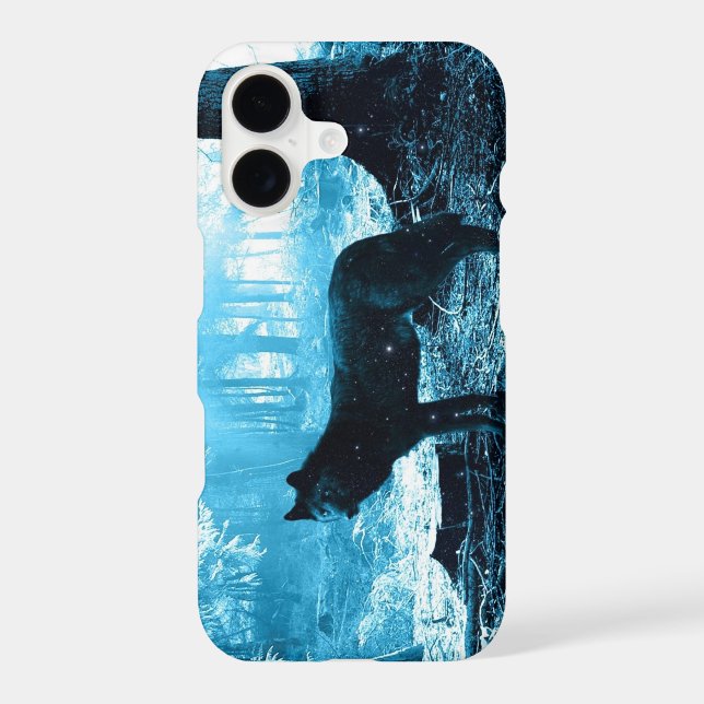 Black Wolf Alone in the Forest Iphone Case (Back)