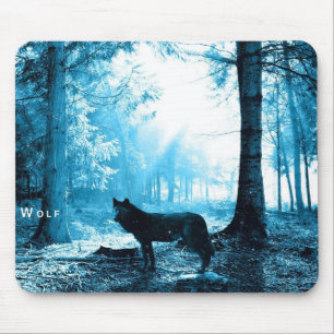 Black Wolf Alone in the Forest Mouse Pad