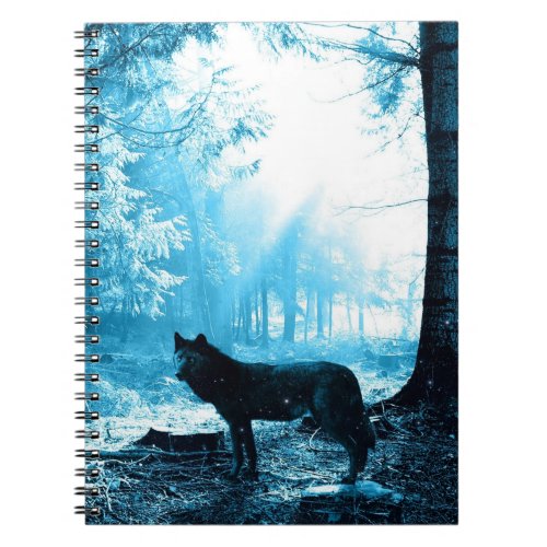 Black Wolf Alone in the Forest Notebook