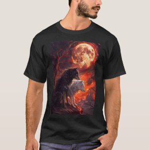 Black Wolf and White Wolf in the Red Moon Kingdom T-Shirt