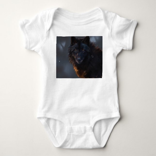 Black Wolf Baby Bodysuit (Front)