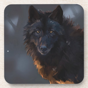 Black Wolf Beverage Coaster