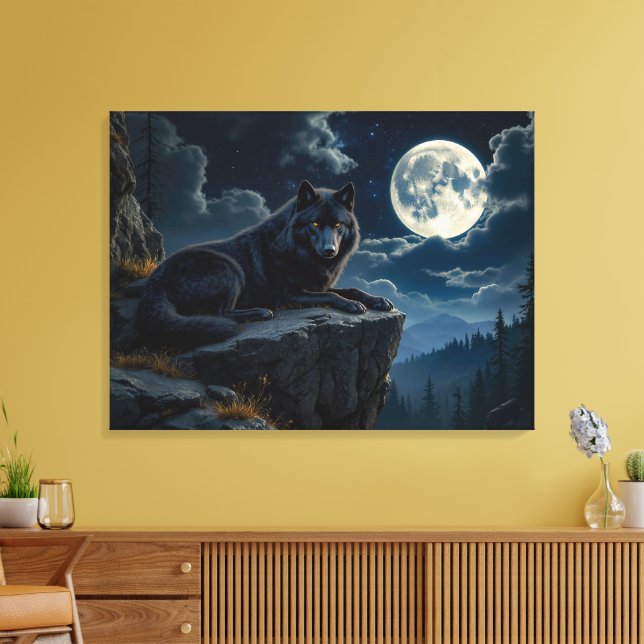 Black Wolf Canvas Art (Insitu(LivingRoom))