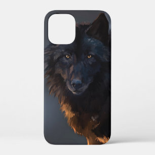 Black wolf iPhone 12 mini case