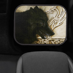 Black Wolf Celtic Dragon Knotwork Fantasy Car Floor Mat