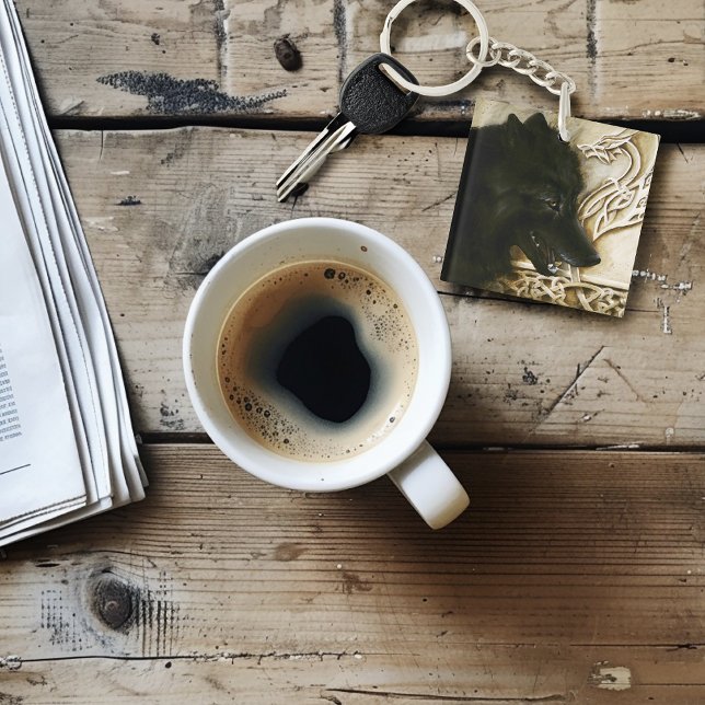 Black Wolf Celtic Dragon Knotwork Fantasy Keychain (Creator Uploaded)