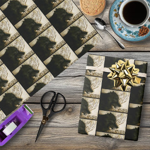 Black Wolf Celtic Dragon Knotwork Fantasy Wrapping Paper