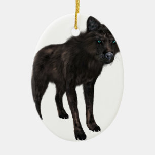 Black Wolf Ceramic Ornament