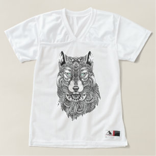Black Wolf Detailed Illustration Women's Football Jersey