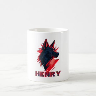 Black Wolf Dog Coffee Mug