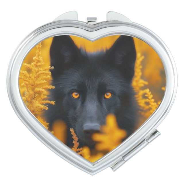 Black Wolf Dog German Shepherd  Compact Mirror (Front)