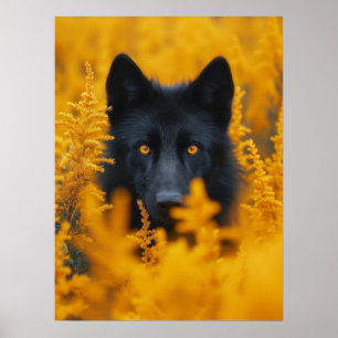 Black Wolf German Shepherd Dog  Poster