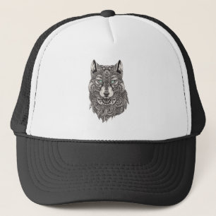 Black wolf Head Illustration Trucker Hat